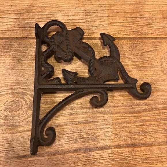 Anchor Plant Hanger Rustic Brown Raw Cast Iron Nautical 7 1/2" tall 0170-09513 R - Picture 7 of 16